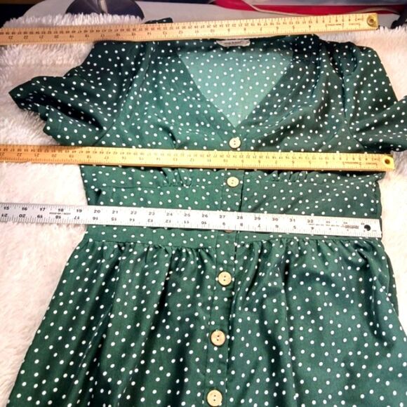 Anna-Kaci V Neck Polka Dot Print Button Down Casual Midi Max Womans Medium..... - Picture 5 of 10